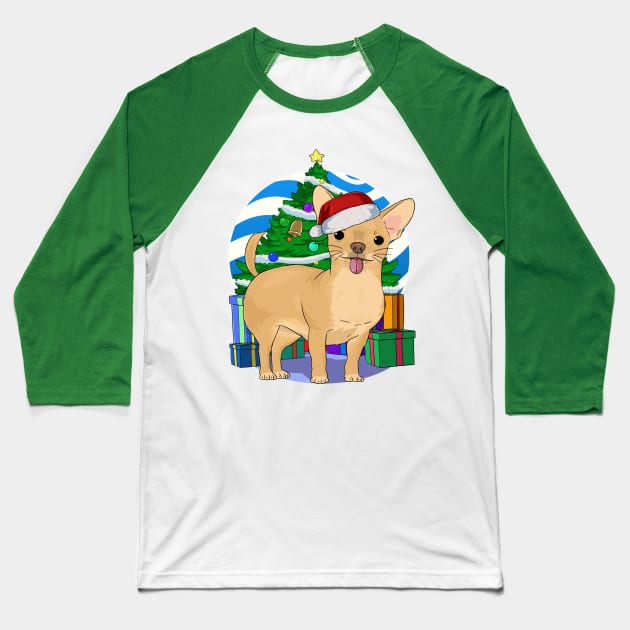 Chihuahua Dog Cute Santa Christmas Gift Baseball T-Shirt by Noseking